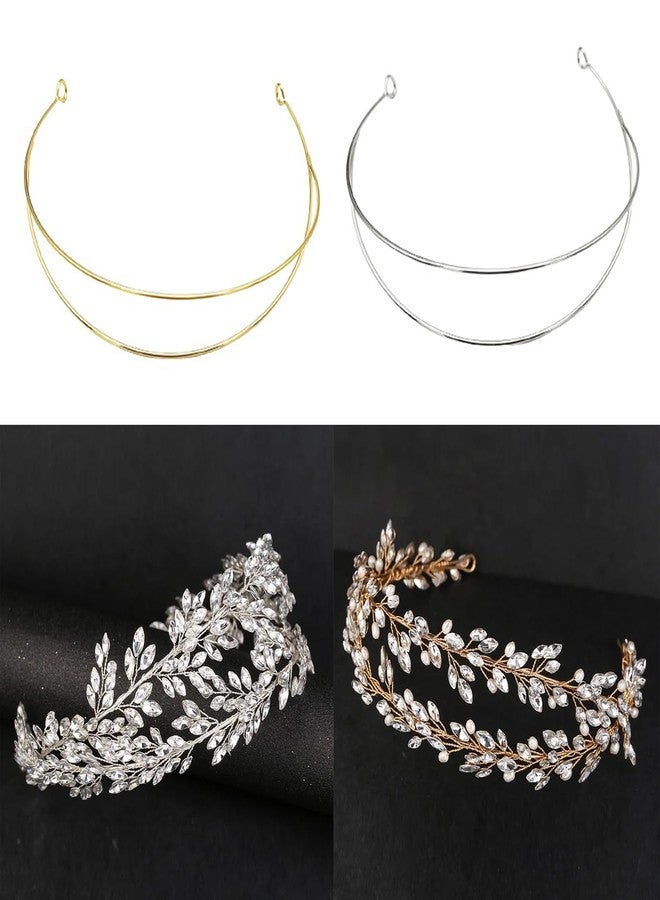 ArrErr 4 Pack Tiara Crown Headband Hoops 2 Layer Metal Wire Plain Base Stand DIY Parts for Mardi Gras Headbands Flapper Headpiece Feather Fascinator Women's Goddess Halo Crown Cocktail Tea Party Headwear - Image 3